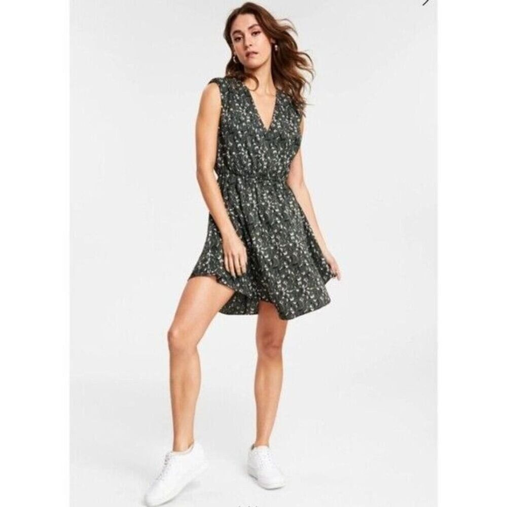 Bar lll Women's V-Neck Draped-Skirt Mini Dress